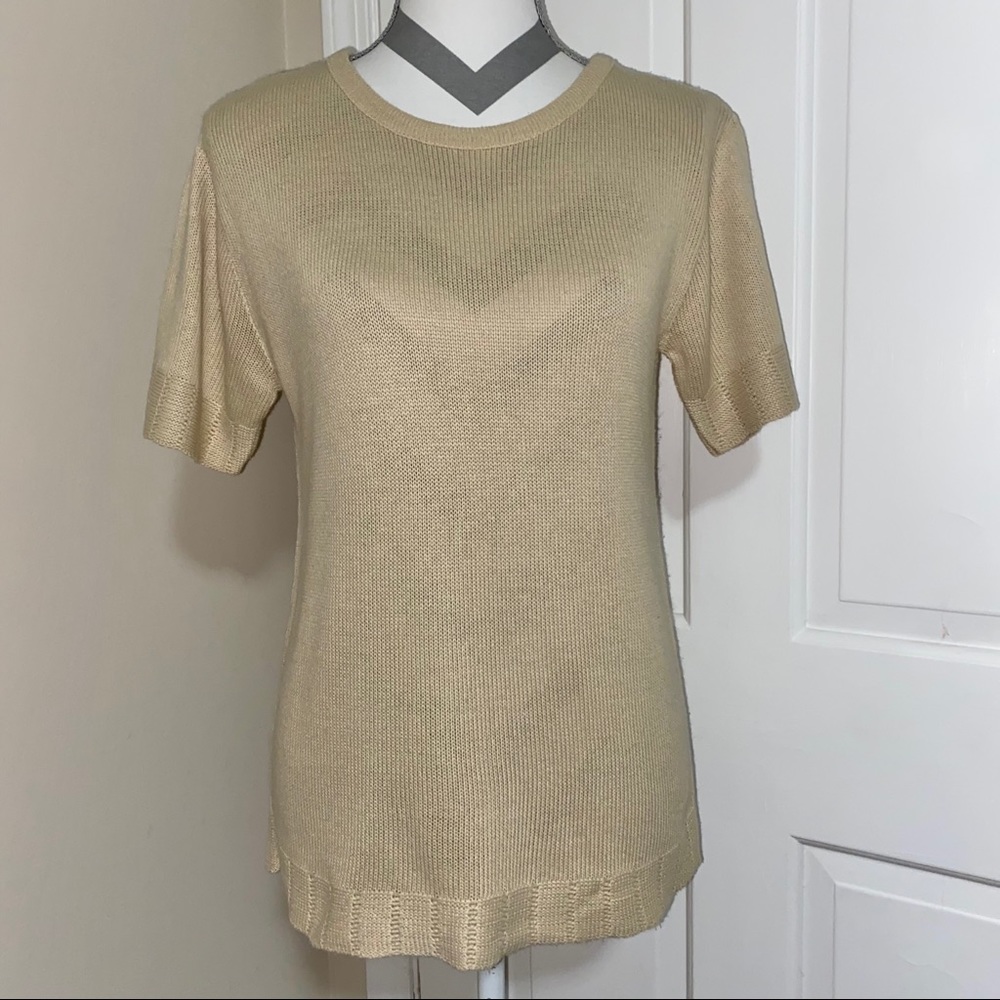 Ladies Lt Tan Medium Short Sleeve Sweater